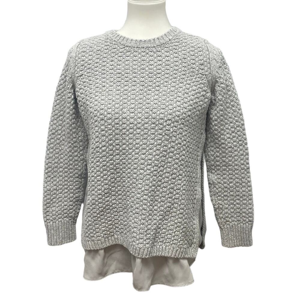 LOFT Womens Medium Long Sleeve Layered Look Shirt Tail Pullover Acrylic Sweater